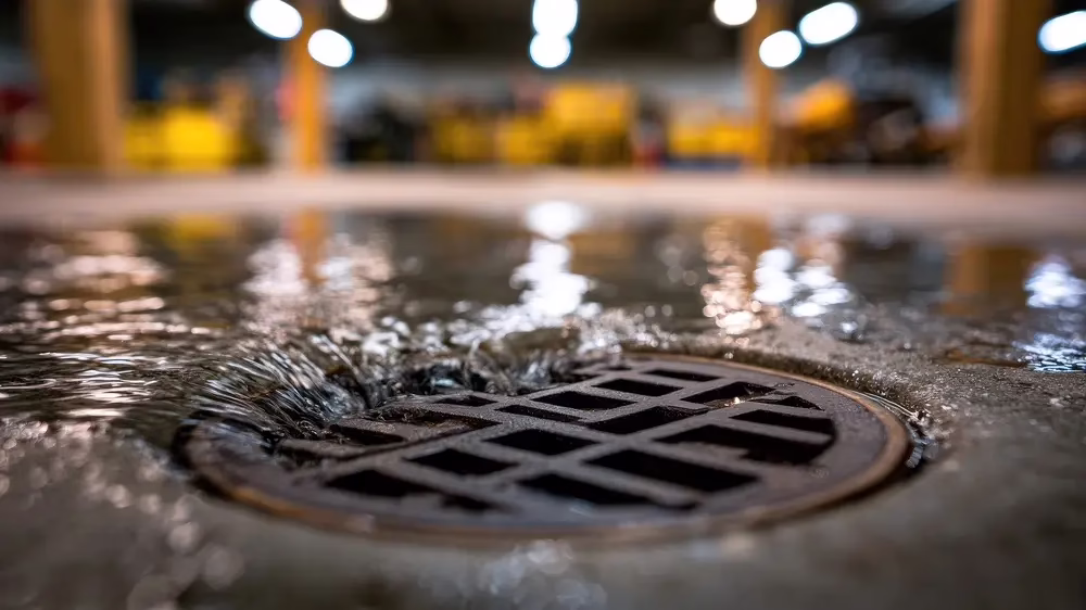 water running into basement floor drain